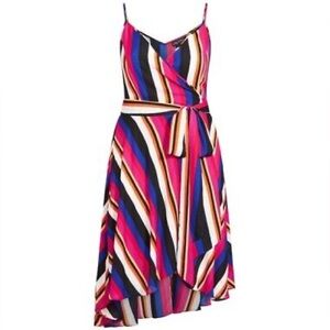 New City Chic Bold Embrace Multicolor Striped wrap dress in xl